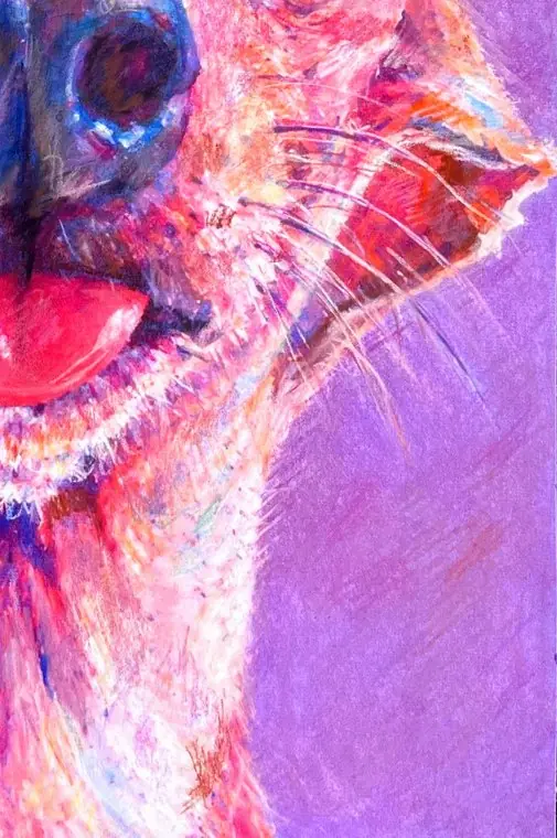 Close-up of the pastel surface: Luna · the whiskers